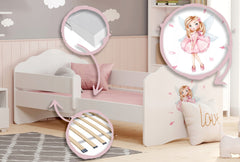 Pat copii FALA 160x80 cu balustrada - Fata cu aripi