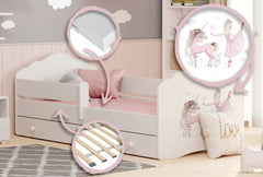 Pat copii FALA sertar 160x80 - Fata cu unicorn