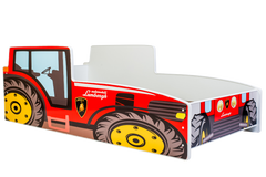 Pat copii Tractor rosu 160x80