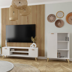 Dulap RTV Focus alb 135 cm - scandinav