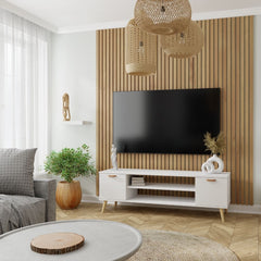 Dulap RTV Focus alb 135 cm - scandinav