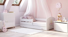 Pat copii LUK 140x70 cu sertar - Corn unicorn