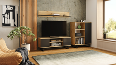 Dulap RTV Focus 155 cm - picioare metalice Stejar negru artizan