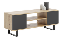 Dulap RTV Focus 155 cm - picioare metalice Stejar negru artizan