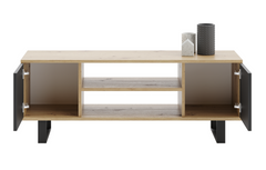 Dulap RTV Focus 155 cm - picioare metalice Stejar negru artizan