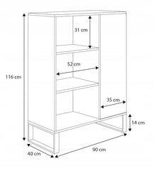 Vitrina Fondi picioare metalice Stejar negru artizan