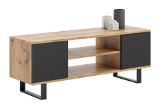 Dulap RTV Focus 155 cm - picioare metalice stejar craft - negru