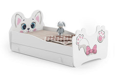 Pat copii Pink Cat 140x70 cu sertar