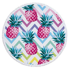 Prosop mare de Plaja super absorbant forma rotunda diametru 150cm model Ananas