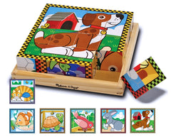 Puzzle lemn din cuburi Animalele de casa Melissa and Doug