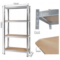 Raft metalic 150x75x30 cm 4 nivele cadru otel maxim 700 kg depozitare