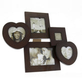 Rama Foto Multipla Timber 5 fotografii Vintage fIxare perete sau Birou maro inchis