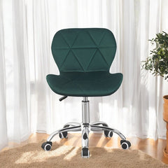 Scaun birou stil scandinav tapiterie catifea reglabil pe inaltime baza otel cromat verde