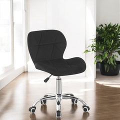 Scaun de birou in stil scandinav inaltime 72-84 cm roti mobile cauciucate baza otel cromat velur negru