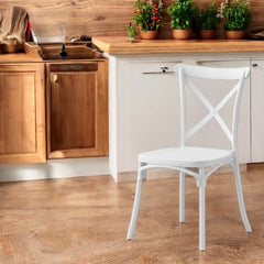 Scaun de bucatarie stil clasic inaltime 88 cm latime 43 cm alb