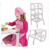 Scaun Pliabil pentru Copii Inaltator din lemn 2 in 1 scaun si masa Learning Tower