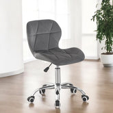 Scaun tapitat de birou stil scandinav baza cromata inaltime reglabila catifea gri