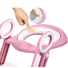 Scaun toaleta cu treapta pentru copii inaltator Culoare Alb Roz