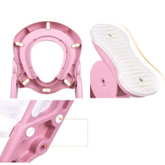 Scaun toaleta cu treapta pentru copii inaltator Culoare Alb Roz