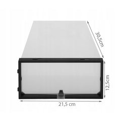 Set 10 cutii depozitare incaltaminte 305x215x125cm clapeta inchidere transparent