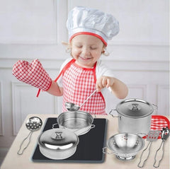 Set 12 accesorii bucatarie copii vase si ustensile gatit sort chef bucatar