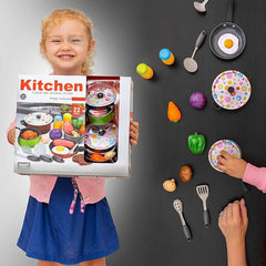 Set 22 accesorii bucatarie copii alimente condimente oale ustensile multicolor