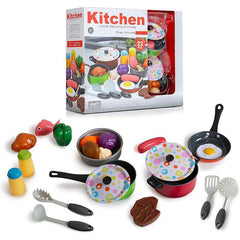 Set 22 accesorii bucatarie copii alimente condimente oale ustensile multicolor