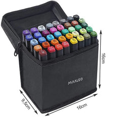 Set 40 markere Premium cu 2 capete de scriere si geanta de depozitare