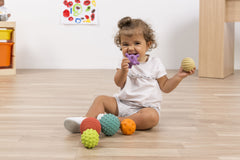 Set 6 mingi Senzoriale din cauciuc natural ECO pentru bebelusi