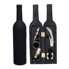 Set Cadou Accesorii Vin in forma de Sticla 6in1 culoare Neagra