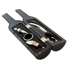Set Cadou Accesorii Vin in forma de Sticla 6in1 culoare Neagra