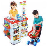 Set complet supermarket efect sonor si lumini alimente carucior varsta 3