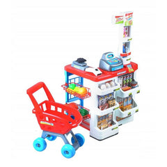 Set complet supermarket efect sonor si lumini alimente carucior varsta 3