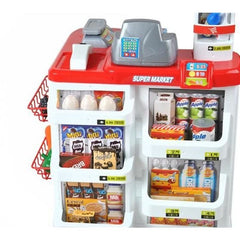 Set complet supermarket efect sonor si lumini alimente carucior varsta 3
