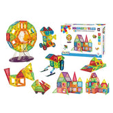 Set Constructie Magnetic 3D cu LED diferite forme si culori 130 piese