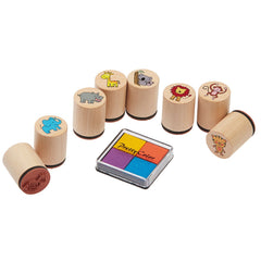 Set de 8 stampile cu animale tusiera inclusa