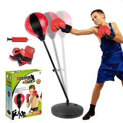 Set de box pentru copii manusi si para box pompa pentru umflat inaltime relgabila 70x106 cm