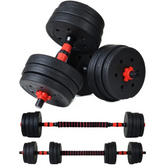 Set haltere si gantere sarcina 2X10 kg bara conectare 12 discuri de diferite greutati negrurosu
