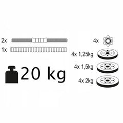 Set haltere si gantere sarcina 2X10 kg bara conectare 12 discuri de diferite greutati negrurosu