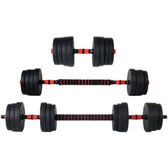 Set haltere si gantere sarcina 2X10 kg bara conectare 12 discuri de diferite greutati negrurosu
