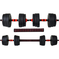 Set haltere si gantere sarcina 2X10 kg bara conectare 12 discuri de diferite greutati negrurosu
