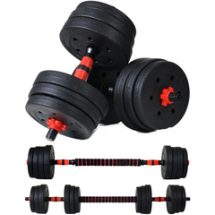 Set haltere si gantere sarcina 2X10 kg bara conectare 12 discuri de diferite greutati negrurosu