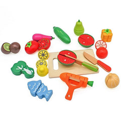 Set ladita fructe si legume de feliat cu magnet 34 piese din lemn xxl