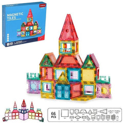 Set magnetic pentru constructii 66 piese multicolor plastic transparent