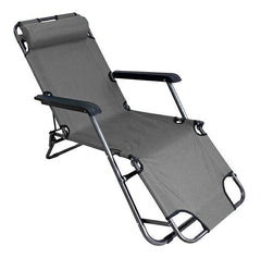 Sezlong pliabil tip scaun 3 pozitii tetiera detasabila cadru metal greutate maxima 100 kg 153x47x23 cm gri