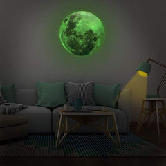 Sticker fosforescent model luna vinil lumineaza intens accesoriu decorativ dimensiune 30 cm
