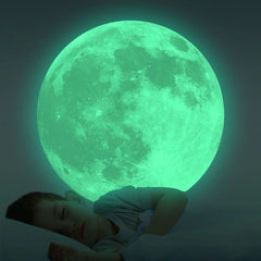Sticker fosforescent model luna vinil lumineaza intens accesoriu decorativ dimensiune 30 cm