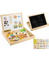 Tabla magnetica multifunctionala din lemn si tabla 3 in 1, creta si marker