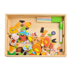 Tablita magnetica 2 fete 108 piese puzzle magnetice marker creta burete