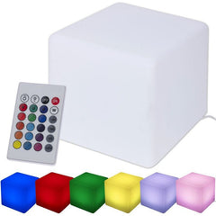 Taburet tip cub iluminat led 40x40 cm 16 culori 4 moduri control telecomanda
